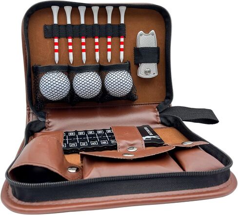 Golf Accessories Pouch - Premium Leather Golf Gadgets Organizer, Golf Valuable Pouch, Diverse Storage Space for Golfers Who Have Everything - Golf Gifts for Men and Women in Saudi Arabia
