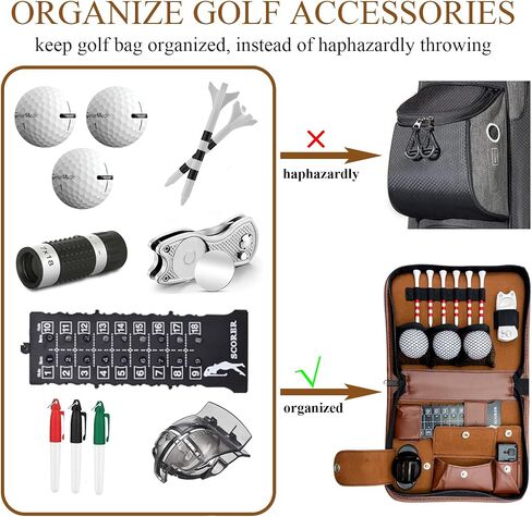 Golf Accessories Pouch - Premium Leather Golf Gadgets Organizer, Golf Valuable Pouch, Diverse Storage Space for Golfers Who Have Everything - Golf Gifts for Men and Women in Saudi Arabia