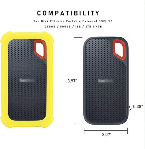 LEFXMOPHY Case Cover Replacement for SanDisk Extreme Portable New Generation SDSSDE61 500GB 1TB 2TB 4TB External SSD, E61 Soft Silicone Portective Skin Sleeve, Black in Saudi Arabia