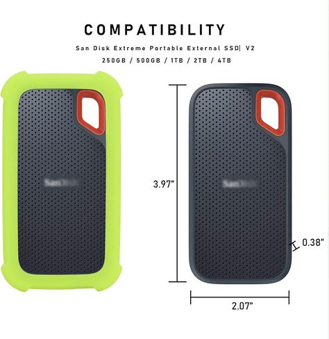 LEFXMOPHY Case Cover Replacement for SanDisk Extreme Portable New Generation SDSSDE61 500GB 1TB 2TB 4TB External SSD, E61 Soft Silicone Portective Skin Sleeve, Black in Saudi Arabia