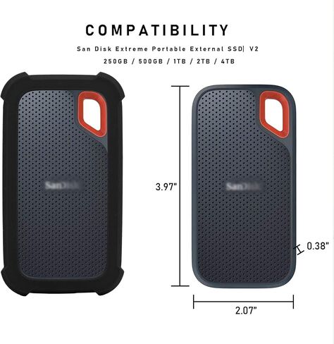 LEFXMOPHY Case Cover Replacement for SanDisk Extreme Portable New Generation SDSSDE61 500GB 1TB 2TB 4TB External SSD, E61 Soft Silicone Portective Skin Sleeve, Black in Saudi Arabia