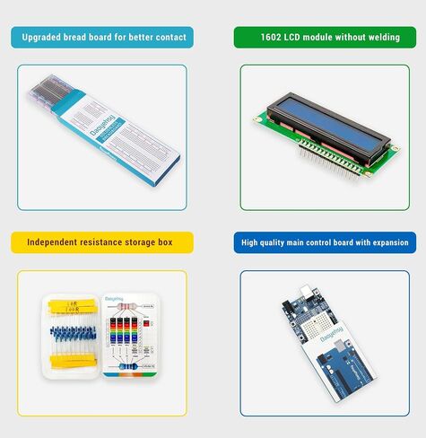 مجموعة أدوات التشغيل الأساسية للمكونات الإلكترونية المتوافقة مع Arduino، مع وحدة إمداد الطاقة، وأسلاك التوصيل، والمقاومات، وLED، ومقياس الجهد in Saudi Arabia