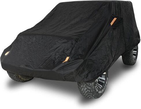 غطاء سيارة كامل ببابين من Winunite متوافق مع Jeep Wrangler CJ YJ TJ JK & JL 2-Door 1965-2023 غطاء مقاوم للماء للمطر الثلجي مع سحاب باب السائق in Kuwait