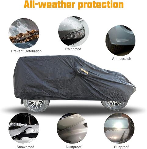 غطاء سيارة كامل ببابين من Winunite متوافق مع Jeep Wrangler CJ YJ TJ JK & JL 2-Door 1965-2023 غطاء مقاوم للماء للمطر الثلجي مع سحاب باب السائق in Kuwait