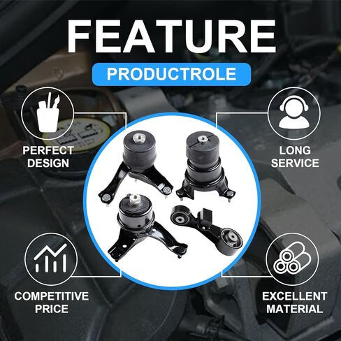 محرك المحرك وناقل الحركة مجموعة من 4 قطع لسيارة Toyota Camry 2004-2008 Solara 2.4L للمحرك التلقائي # A4203 A4204 A4207 A4211- أمامي، يمين، خلفي، علوي in Kuwait