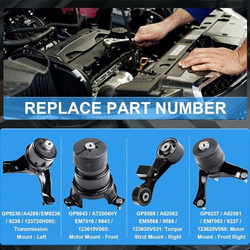 محرك المحرك وناقل الحركة مجموعة من 4 قطع لسيارة Toyota Camry 2004-2008 Solara 2.4L للمحرك التلقائي # A4203 A4204 A4207 A4211- أمامي، يمين، خلفي، علوي in Kuwait