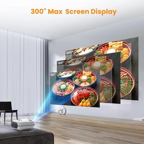 جهاز عرض HAPPRUN، جهاز عرض بلوتوث واي فاي 5G، جهاز عرض محمول أصلي 1080 بكسل مع شاشة وحقيبة، 12000 لتر 4K يدعم 300 بوصة جهاز عرض أفلام خارجي متوافق مع الهاتف الذكي/HDMI/USB/Av/TV Stick/PS5 in Kuwait