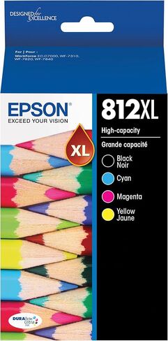 مجموعة خرطوشة حبر Epson 812 DURABrite Ultra ذات سعة عالية باللون الأسود والألوان وخرطوشة حبر سماوي 812 DURABrite Ultra عالية السعة باللون السماوي (T812XL220-S) in Kuwait