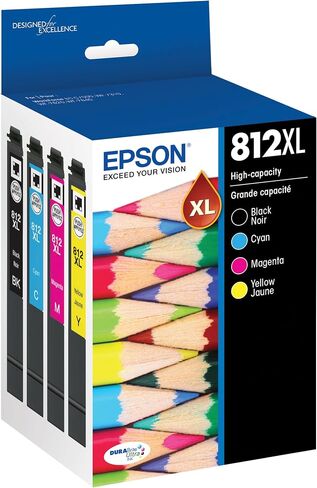 مجموعة خرطوشة حبر Epson 812 DURABrite Ultra ذات سعة عالية باللون الأسود والألوان وخرطوشة حبر سماوي 812 DURABrite Ultra عالية السعة باللون السماوي (T812XL220-S) in Kuwait