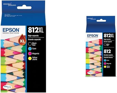 مجموعة خرطوشة حبر Epson 812 DURABrite Ultra ذات سعة عالية باللون الأسود والألوان وخرطوشة حبر سماوي 812 DURABrite Ultra عالية السعة باللون السماوي (T812XL220-S) in Kuwait