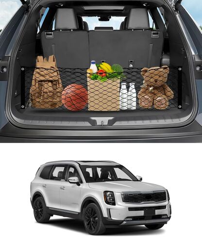 Karltys Trunk Cargo Net لـ 2020-2024 Kia ​​Telluride Accessories نمط المغلف شبكة البضائع الخلفية القابلة للتمدد من النايلون المرن شبكة تخزين منظم in Kuwait