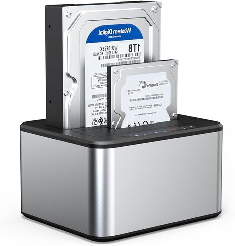 Hard Drive Docking Station, SATA to USB3.0 Dual Bay External Hard Drive Enclosure for 2.5/3.5 Inch HDD SSD, with Offline Cloner/Duplicator Function in Kuwait