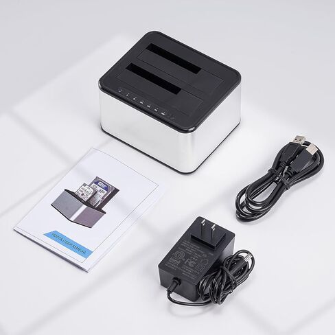 Hard Drive Docking Station, SATA to USB3.0 Dual Bay External Hard Drive Enclosure for 2.5/3.5 Inch HDD SSD, with Offline Cloner/Duplicator Function in Kuwait