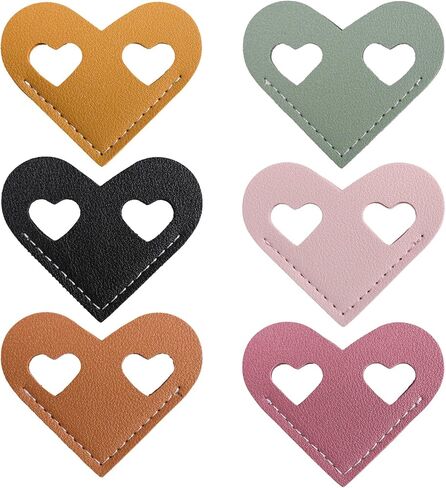 Leather Bookmarks, Wayzton Cute Double Hollow Heart Corner Bookmark, Personalized Book Accessories Gifts for Reading Women Kids Lovers in Saudi Arabia