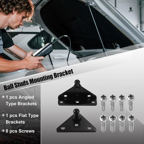 X AUTOHAUX 2 Set 10mm Ball Studs Mounting Brackets for Gas Strut Shock Spring Prop Lift Support with 8 Screws Angled Type Flat Type Black in Saudi Arabia