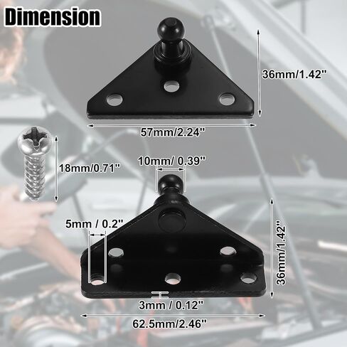 X AUTOHAUX 2 Set 10mm Ball Studs Mounting Brackets for Gas Strut Shock Spring Prop Lift Support with 8 Screws Angled Type Flat Type Black in Saudi Arabia