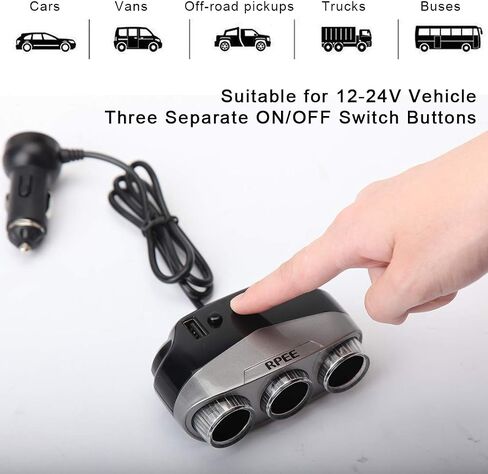 Cigarette Lighter Adapter, Car Charger Adapter 3 Socket Cigarette Lighter Splitter with LED Voltage Display PD/QC 3.0 Charger 12V 24V Car Splitter Adapter for All car Devices. in Saudi Arabia