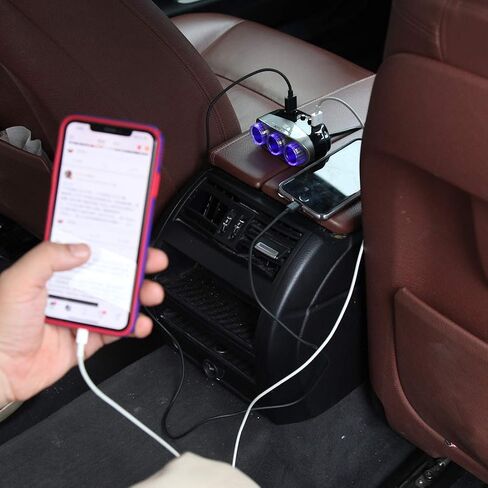 Cigarette Lighter Adapter, Car Charger Adapter 3 Socket Cigarette Lighter Splitter with LED Voltage Display PD/QC 3.0 Charger 12V 24V Car Splitter Adapter for All car Devices. in Saudi Arabia