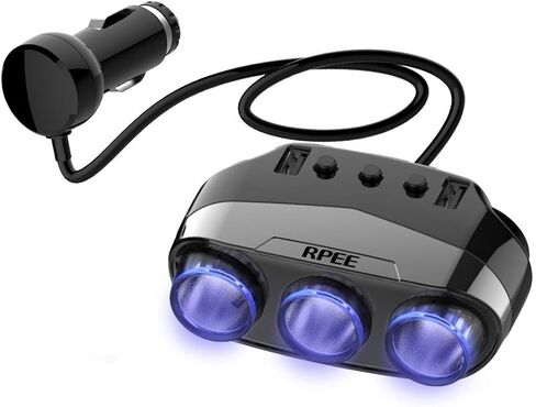 Cigarette Lighter Adapter, Car Charger Adapter 3 Socket Cigarette Lighter Splitter with LED Voltage Display PD/QC 3.0 Charger 12V 24V Car Splitter Adapter for All car Devices. in Saudi Arabia