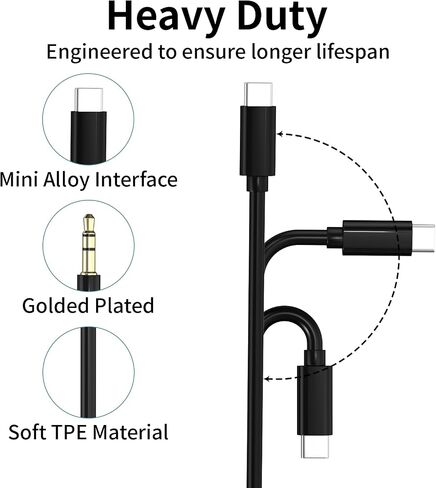 USB C to 3.5mm Audio Aux Jack Cable,[MFi Certified] Aux Cord for iPhone 15,Type C to 3.5mm Headphone Car Stereo Cord Compatible with iPhone15/15 Plus /15 Pro Max,iPad Pro to Car,Speakers(Black/3.3FT) in Saudi Arabia
