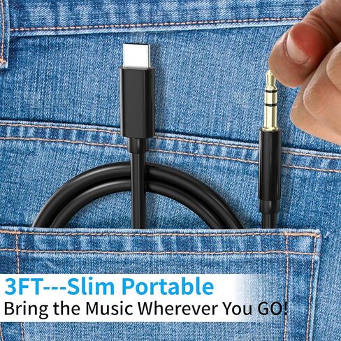 USB C to 3.5mm Audio Aux Jack Cable,[MFi Certified] Aux Cord for iPhone 15,Type C to 3.5mm Headphone Car Stereo Cord Compatible with iPhone15/15 Plus /15 Pro Max,iPad Pro to Car,Speakers(Black/3.3FT) in Saudi Arabia