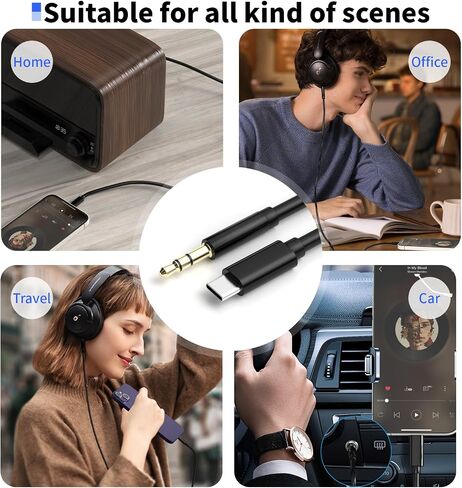 USB C to 3.5mm Audio Aux Jack Cable,[MFi Certified] Aux Cord for iPhone 15,Type C to 3.5mm Headphone Car Stereo Cord Compatible with iPhone15/15 Plus /15 Pro Max,iPad Pro to Car,Speakers(Black/3.3FT) in Saudi Arabia