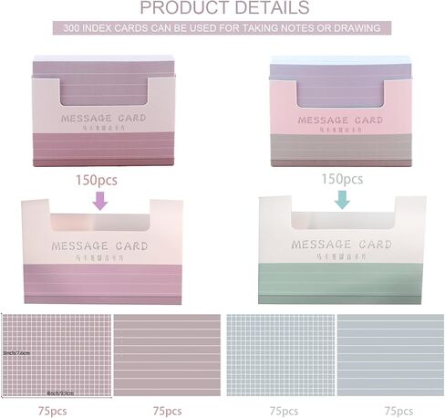 300pcs Index Cards for Studying, Both Horizontal Lines and Grids, Note Cards for Office and School (Blue and Purple) in Saudi Arabia