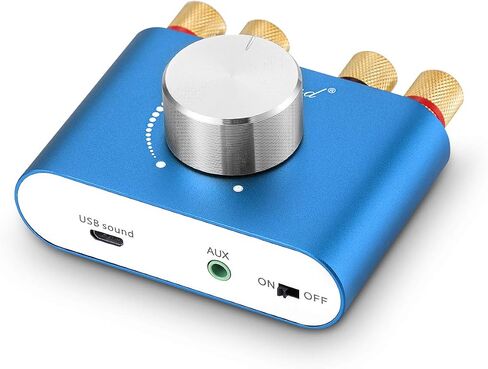 مضخم طاقة Nobsound Mini Bluetooth 5.0، مضخم صوت ستيريو هاي فاي رقمي 2.0 قناة 50 وات × 2 مع مدخل AUX/USB/بلوتوث، مستقبل صوت لاسلكي، بطاقة صوت للكمبيوتر الشخصي مع مصدر طاقة (أزرق) in Saudi Arabia