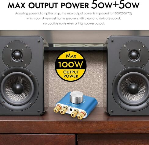 مضخم طاقة Nobsound Mini Bluetooth 5.0، مضخم صوت ستيريو هاي فاي رقمي 2.0 قناة 50 وات × 2 مع مدخل AUX/USB/بلوتوث، مستقبل صوت لاسلكي، بطاقة صوت للكمبيوتر الشخصي مع مصدر طاقة (أزرق) in Saudi Arabia