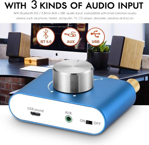 مضخم طاقة Nobsound Mini Bluetooth 5.0، مضخم صوت ستيريو هاي فاي رقمي 2.0 قناة 50 وات × 2 مع مدخل AUX/USB/بلوتوث، مستقبل صوت لاسلكي، بطاقة صوت للكمبيوتر الشخصي مع مصدر طاقة (أزرق) in Saudi Arabia