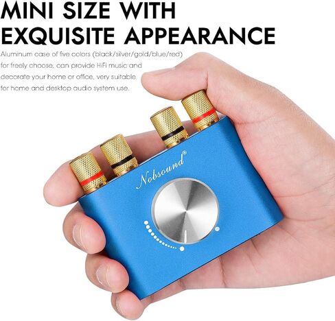 مضخم طاقة Nobsound Mini Bluetooth 5.0، مضخم صوت ستيريو هاي فاي رقمي 2.0 قناة 50 وات × 2 مع مدخل AUX/USB/بلوتوث، مستقبل صوت لاسلكي، بطاقة صوت للكمبيوتر الشخصي مع مصدر طاقة (أزرق) in Saudi Arabia