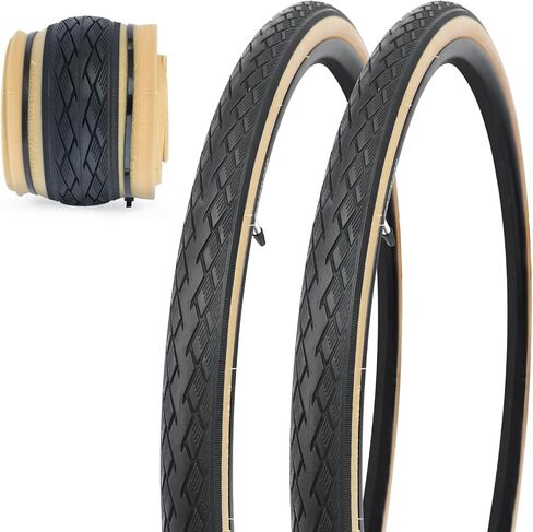 NO.199 - BALINGE 2 Pack Road Bike Tire 700 * 35C Bike Replacement Tire,Folding Replacement Tire for Bicycle, Wear-Resistant，2 Pack，Brown Wall in Saudi Arabia