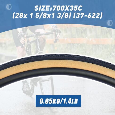 NO.199 - BALINGE 2 Pack Road Bike Tire 700 * 35C Bike Replacement Tire,Folding Replacement Tire for Bicycle, Wear-Resistant，2 Pack，Brown Wall in Saudi Arabia