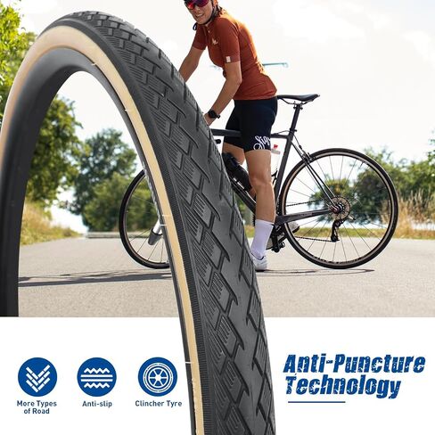 NO.199 - BALINGE 2 Pack Road Bike Tire 700 * 35C Bike Replacement Tire,Folding Replacement Tire for Bicycle, Wear-Resistant，2 Pack，Brown Wall in Saudi Arabia