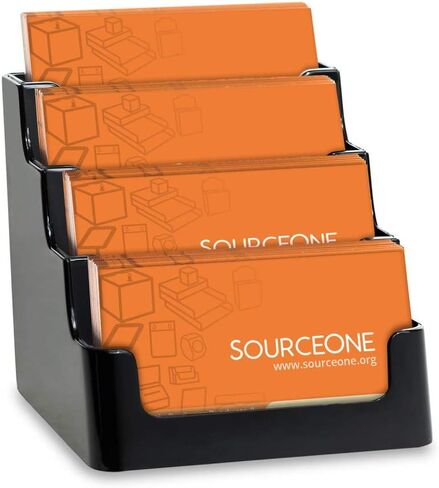 SOURCEONE.ORG Source One 4 Pocket Clear & Black Acrylic Business Card Holder in Kuwait