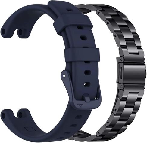 متوافق مع Garmin Lily Band، حزام رياضي من السيليكون + بديل معدني كلاسيكي من الفولاذ المقاوم للصدأ ملحق نحيف مناسب لساعة Garmin Lily الذكية للنساء، ذهبي وردي + أسود in Kuwait
