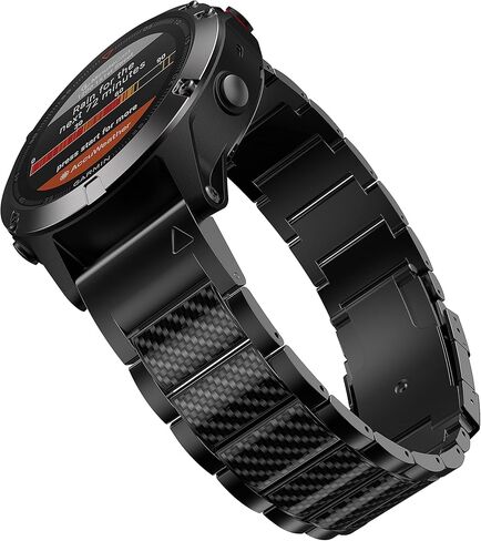 متوافق مع Fenix ​​6 Bands 22 مم من التيتانيوم سهل التركيب مع أشرطة بديلة مرصعة بألياف الكربون لـ Fenix ​​7/Fenix ​​6 Pro/Fenix ​​5/Fenix ​​5 Plus/Forerunner 935/945/Approach S60/S62، أسود in Kuwait