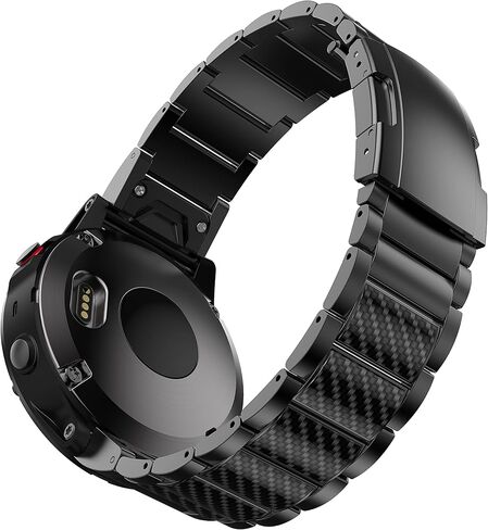 متوافق مع Fenix ​​6 Bands 22 مم من التيتانيوم سهل التركيب مع أشرطة بديلة مرصعة بألياف الكربون لـ Fenix ​​7/Fenix ​​6 Pro/Fenix ​​5/Fenix ​​5 Plus/Forerunner 935/945/Approach S60/S62، أسود in Kuwait