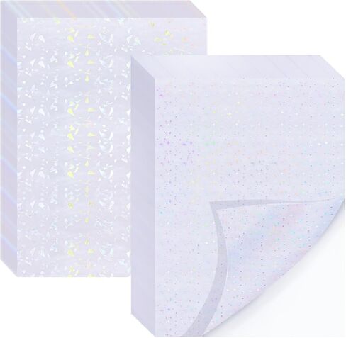 10Pcs Transparent Holographic Laminate Sticker Paper A4 Size Glitter Clear Holographic Overlay Laminating Film Self Adhesive Waterproof Vinyl Sheets for DIY Crafts, 8.25 x 11.7 Inches in Saudi Arabia