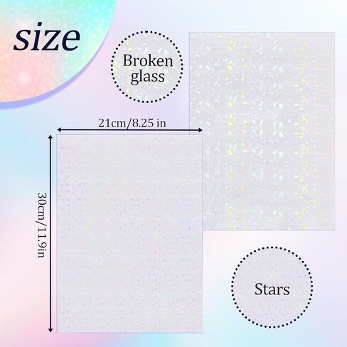 10Pcs Transparent Holographic Laminate Sticker Paper A4 Size Glitter Clear Holographic Overlay Laminating Film Self Adhesive Waterproof Vinyl Sheets for DIY Crafts, 8.25 x 11.7 Inches in Saudi Arabia