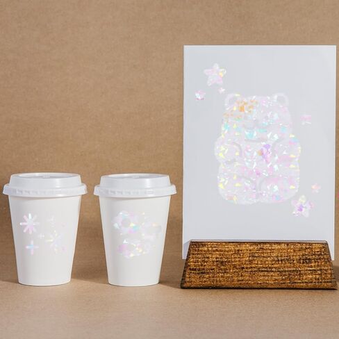 10Pcs Transparent Holographic Laminate Sticker Paper A4 Size Glitter Clear Holographic Overlay Laminating Film Self Adhesive Waterproof Vinyl Sheets for DIY Crafts, 8.25 x 11.7 Inches in Saudi Arabia