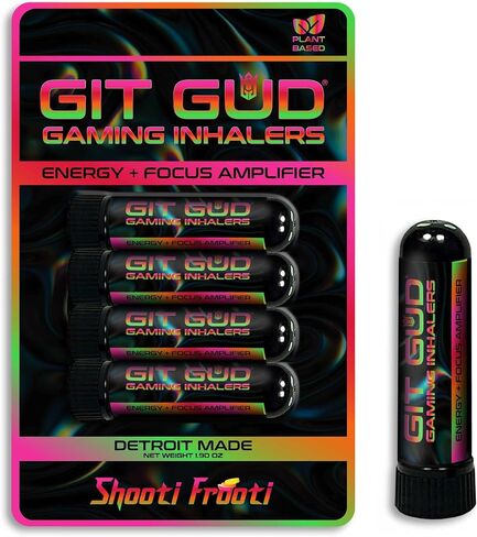 جهاز استنشاق بخار الألعاب من GIT GUD، 4 عبوات | الطاقة والتركيز من أجل الاستيقاظ الفوري | رائحة وأبخرة محفزة | علاج عطري قوي للأنف بزيت النعناع العطري | مساعد الحمضيات (الكرز والنعناع والليمون) in Saudi Arabia