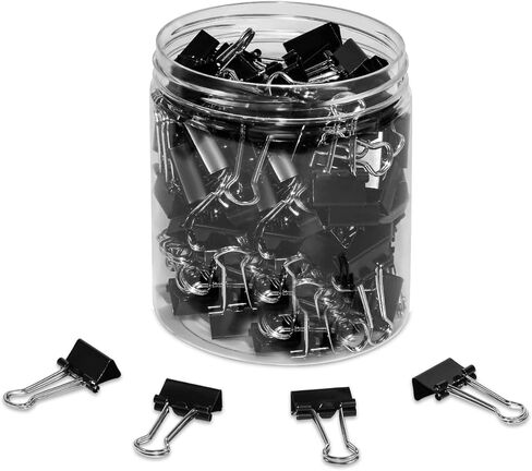 مشبك ورق JIKIOU Basics Binder - صغير، 115 حزمة باللون الأسود (19 ملم) in Kuwait