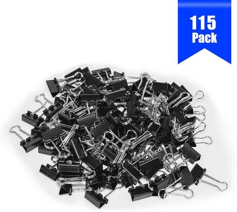 مشبك ورق JIKIOU Basics Binder - صغير، 115 حزمة باللون الأسود (19 ملم) in Kuwait