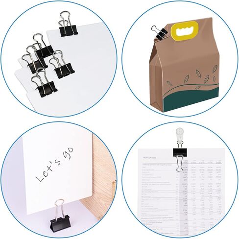 مشبك ورق JIKIOU Basics Binder - صغير، 115 حزمة باللون الأسود (19 ملم) in Kuwait