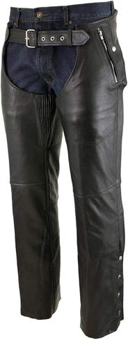 Xelement B7561 Men's Black Motorcycle Leather Riding Chaps with Removable Insulating Liner - 30 in Saudi Arabia