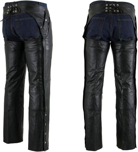 Xelement B7561 Men's Black Motorcycle Leather Riding Chaps with Removable Insulating Liner - 30 in Saudi Arabia