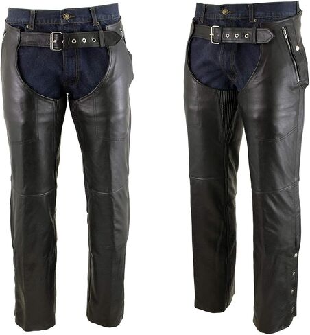 Xelement B7561 Men's Black Motorcycle Leather Riding Chaps with Removable Insulating Liner - 30 in Saudi Arabia