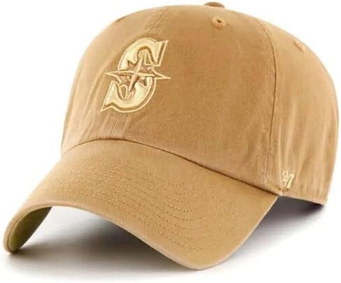 '47 Seattle Mariners Hat Mens Womens Clean Up Adjustable Cap, Camel Brown in Saudi Arabia