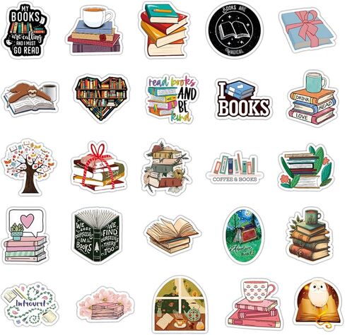 125 قطعة من ملصقات كتب القراءة مقاومة للماء I Love Reading ملصقات الفينيل ملصقات تحفيزية لزجاجة المياه، والكمبيوتر المحمول، ودفتر القصاصات، والأمتعة، والثلاجة، ولوح التزلج، والهاتف in Kuwait